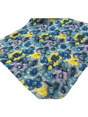 Peter Nygard Large Floral Silk Scarf in White, green & yelliow